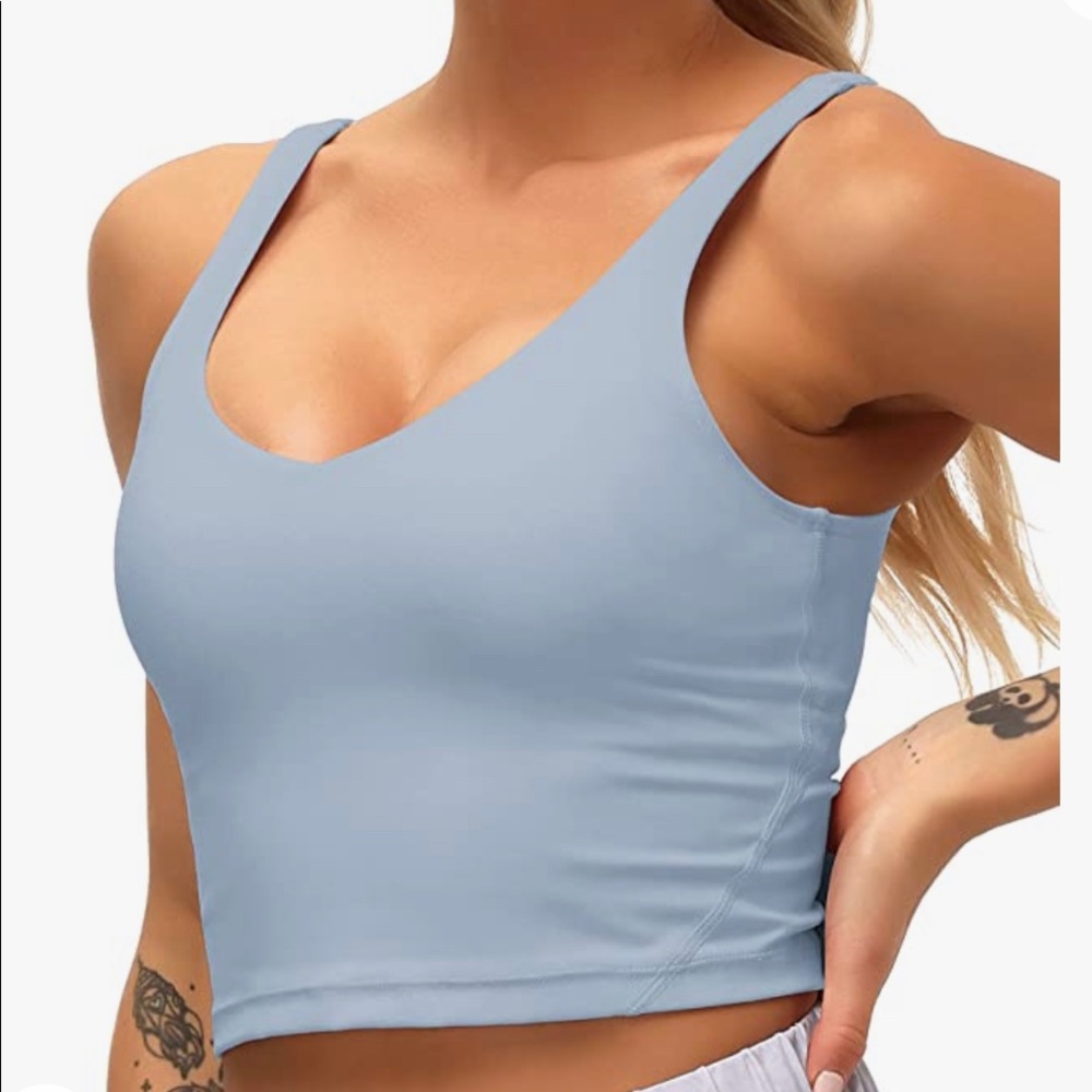 Blue padded crop tank
